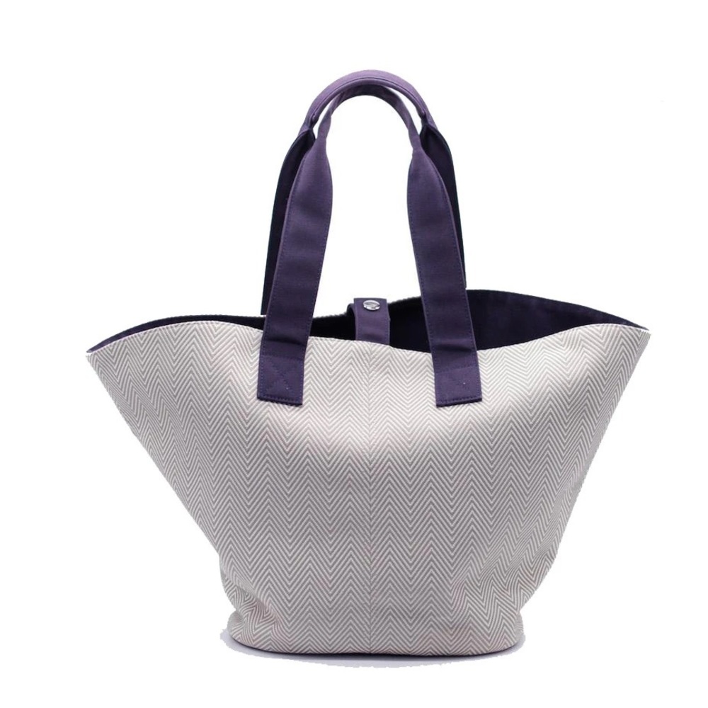 HERMES TOTE, ABACA, GREY & PURPLE